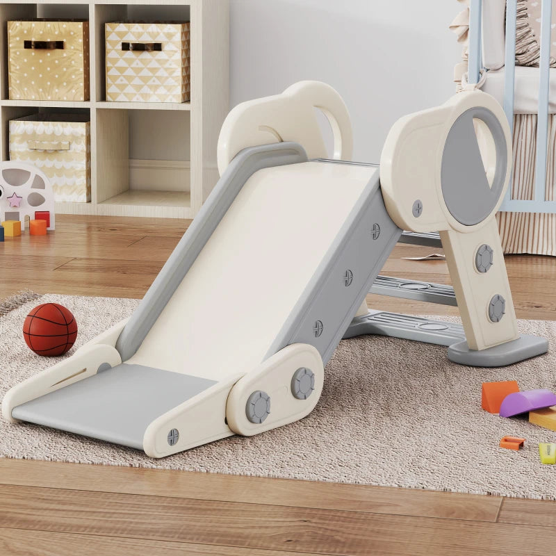 Foldable Kids Slide, Freestanding Baby Slide, for Ages 1.5-3 Years, Grey & Beige