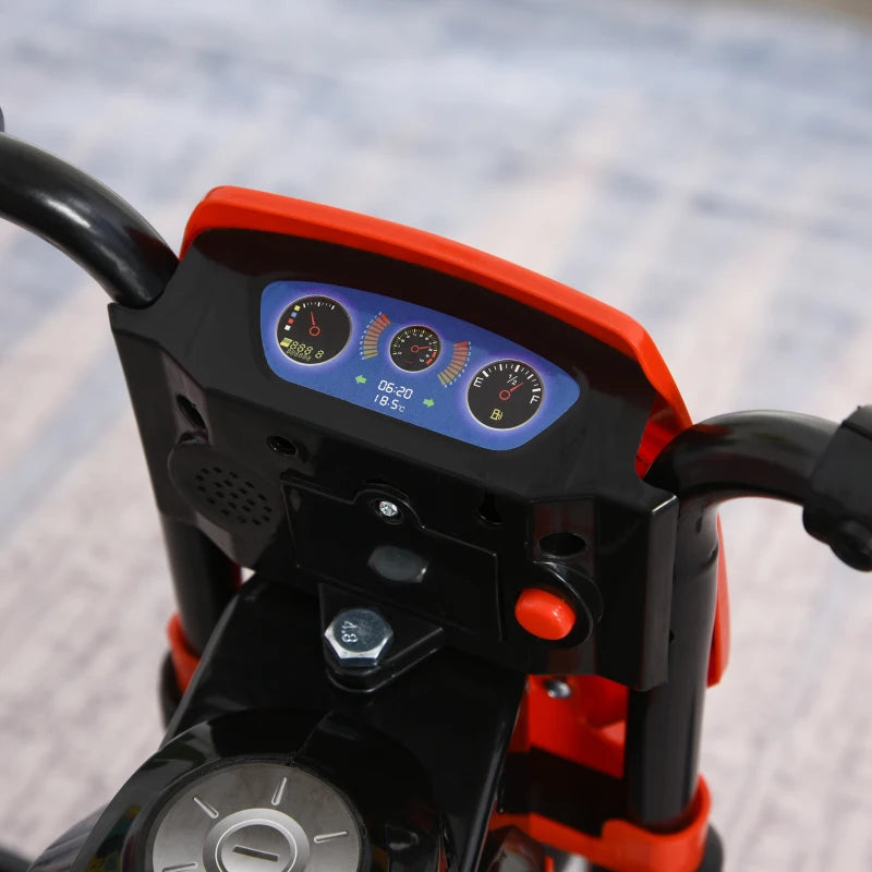 Toddler Pedal Motorcycle Kids Ride On Tricycle Early Learning w/ Music Lights Handlebar Stickers Exercise Boys Girls Gift for Kids 18 - 36 Months Red