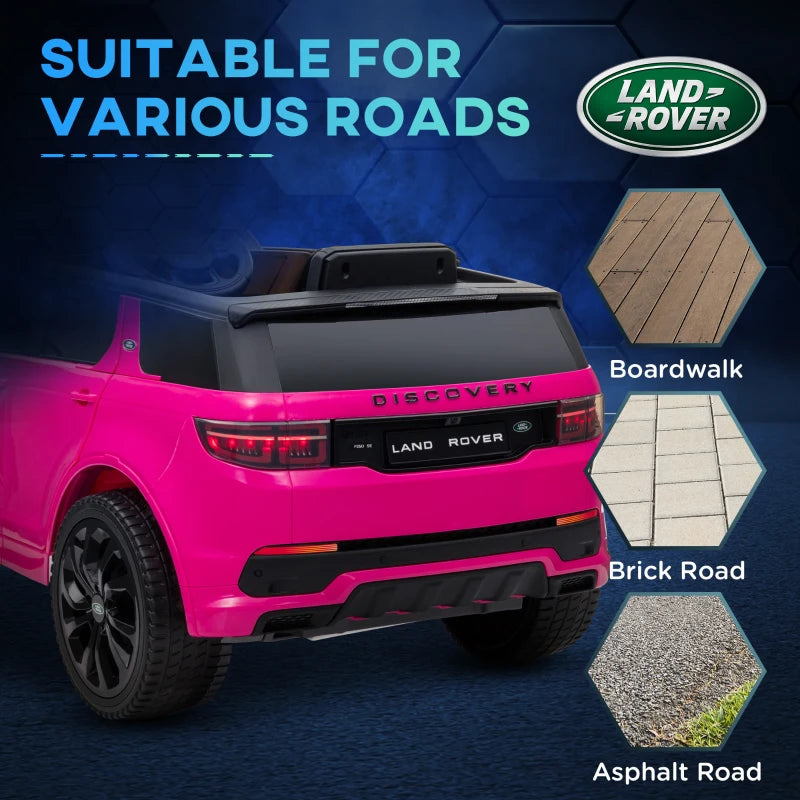 Licensed Land Rover Discovery Sport, 12V Kids Ride on Car w/ Remote Control, Lights, Music, Horn, for 3-6 Years, Pink