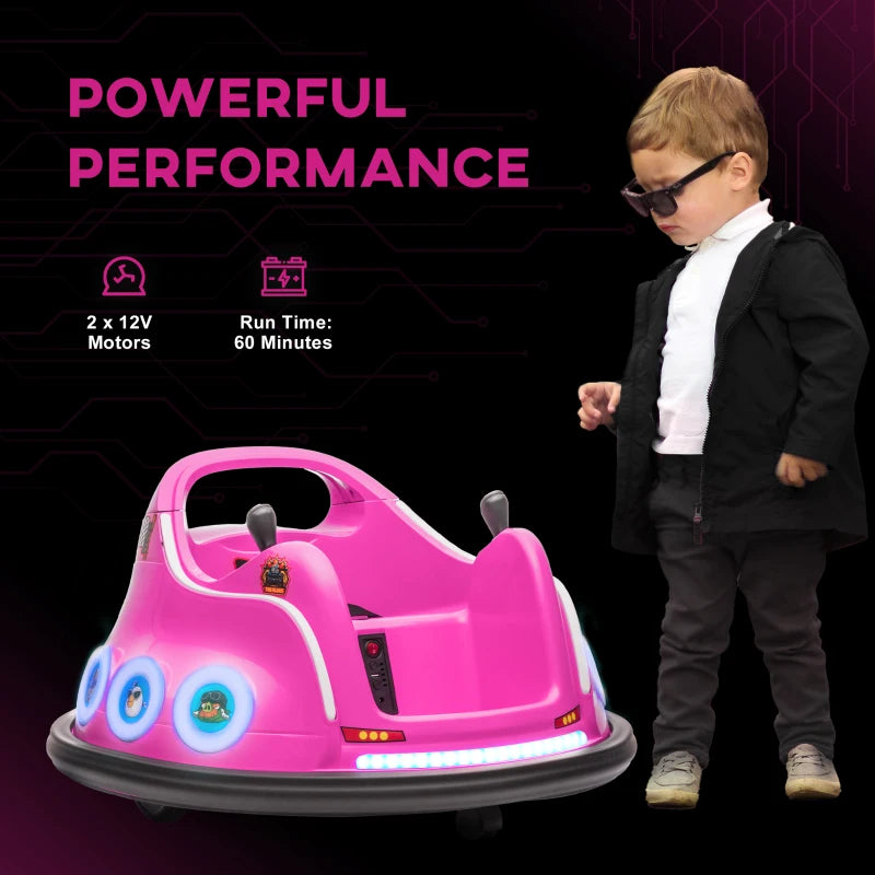 Angry Bird Licensed Waltzer Car, 12V Kids Bumper Car w/ Joysticks, Remote, Music LED Lights, Pink