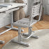 Height Adjustable Kids Study Table and Chair Set, with Drawer, Storage Shelf, 80 x 54.5 x 104 cm, Grey