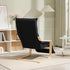 Curved Wooden Accent Chair, with Adjustable Footrest - Black