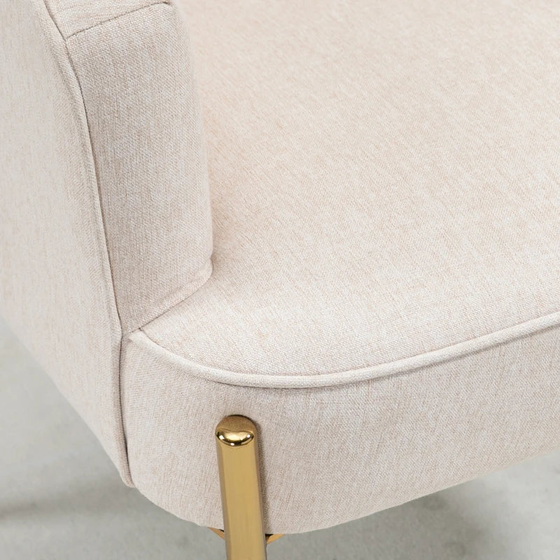 Fabric Accent Chair, Modern Armchair with Metal Legs for Living Room, Bedroom, Home Office, Cream