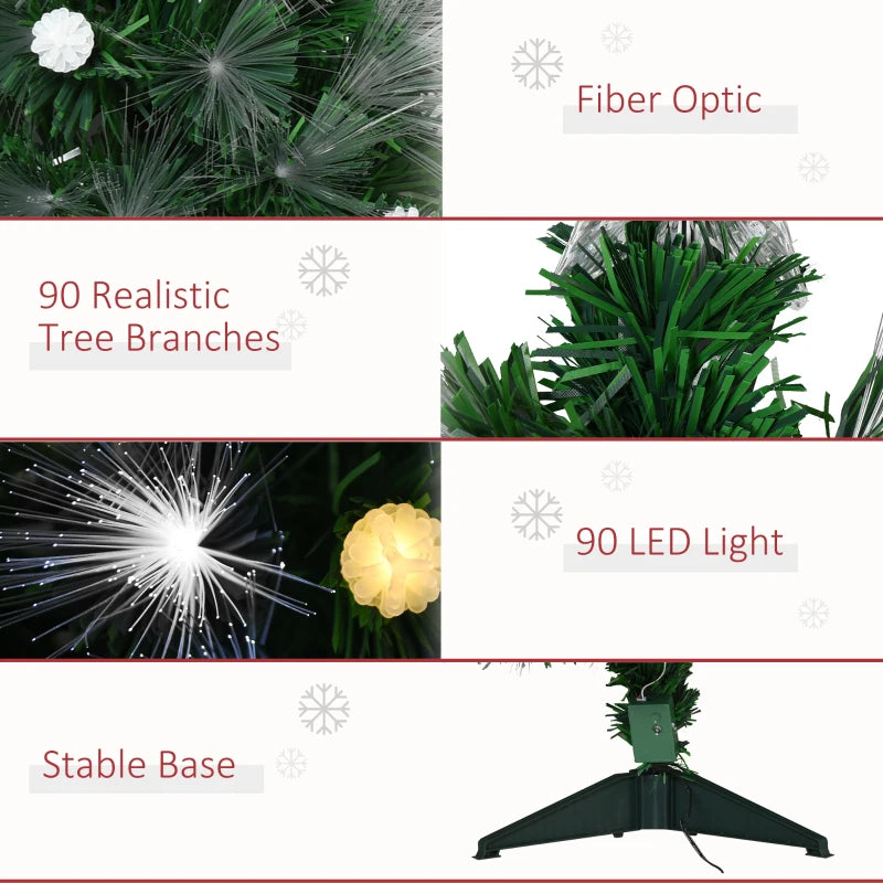 3ft White Light Artificial Christmas Tree w/ 90 LEDs Star Topper Tri-Base Full Bodied Seasonal Decoration Pre-Lit Home