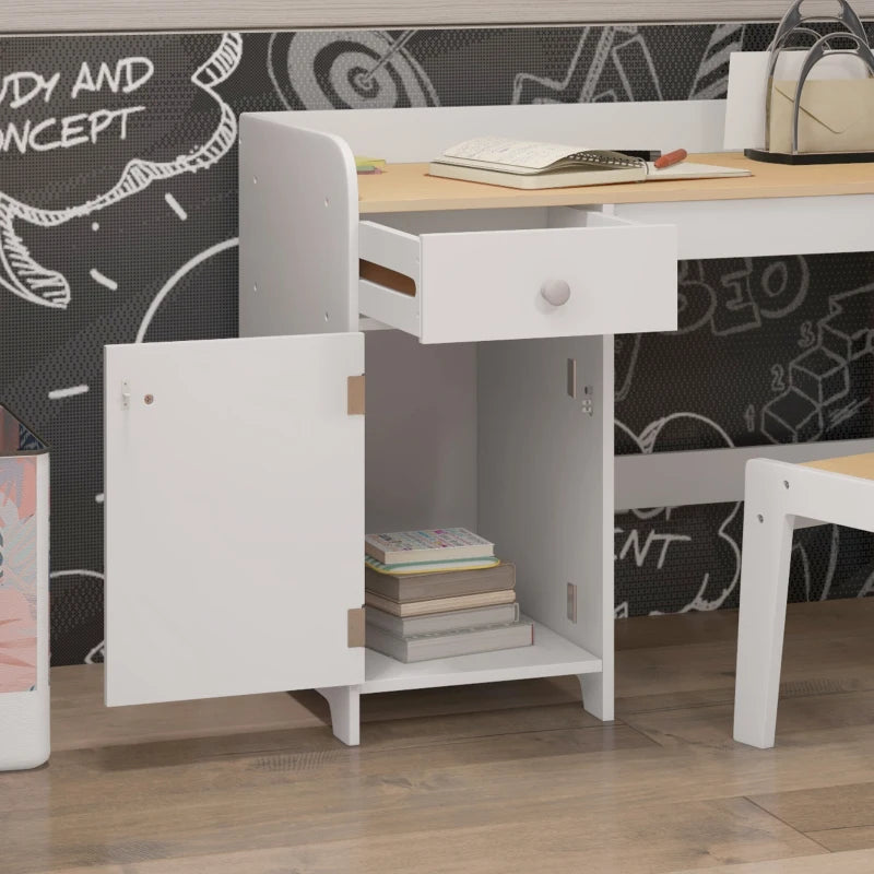 Kids Desk and Chair Set for 3-6 Years with Storage Drawer, Study Table and Chair for Children - White