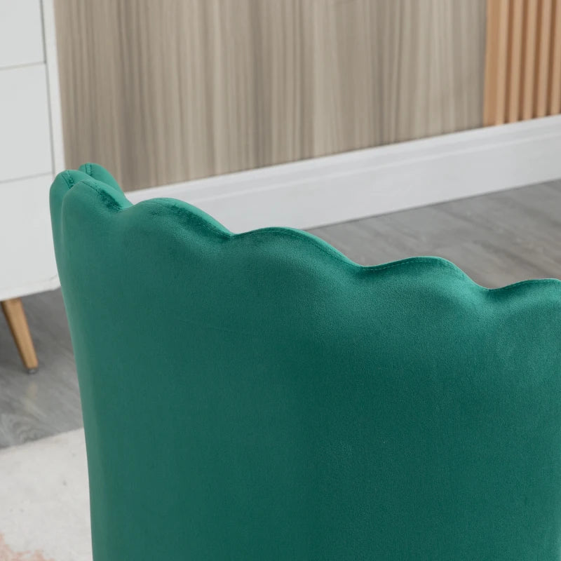 Velvet-Feel Shell Accent Chair - Green