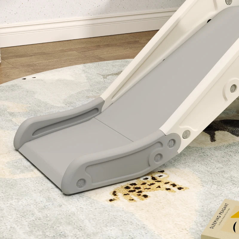 3-in-1 Kids Slide with Basketball Hoop, Climber, Anti-Slip Steps for Toddlers, Ages 2-5 Years, Cream White