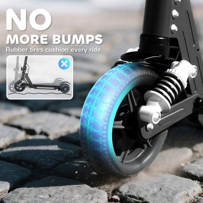 Folding Electric Scooter for Kids, with Dual Brakes, Front Suspension, LED Colourful Lights, Black