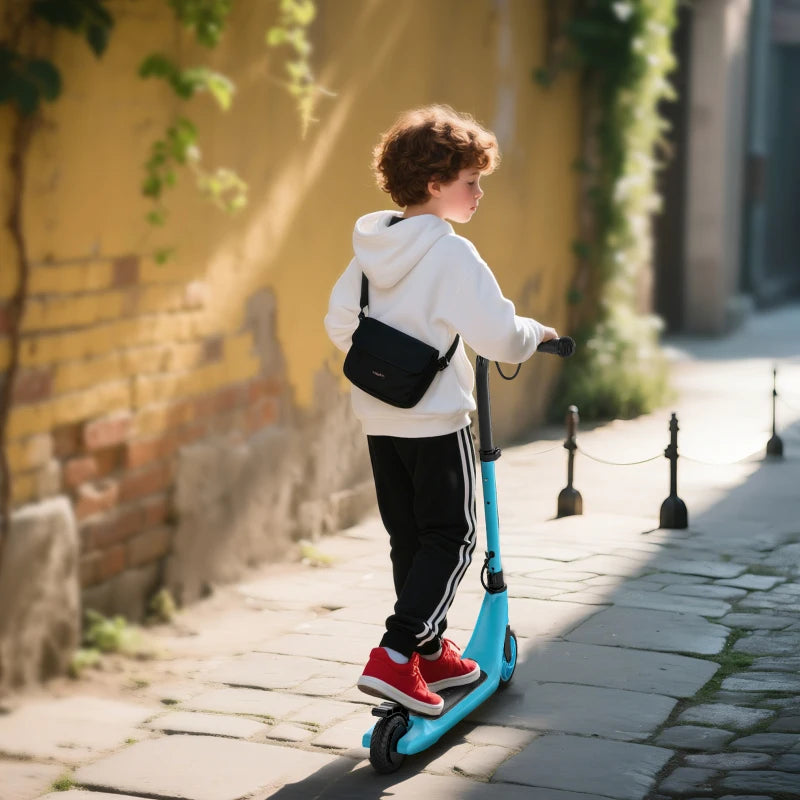 Electric Scooter, 120W Motor E-Scooter, Adjustable Height, Rear Brake for Ages 6+ Years - Blue