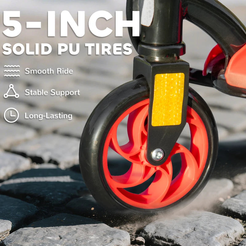 Foldable Electric Scooter, with LED Headlights, for Ages 7-14 Years, Red