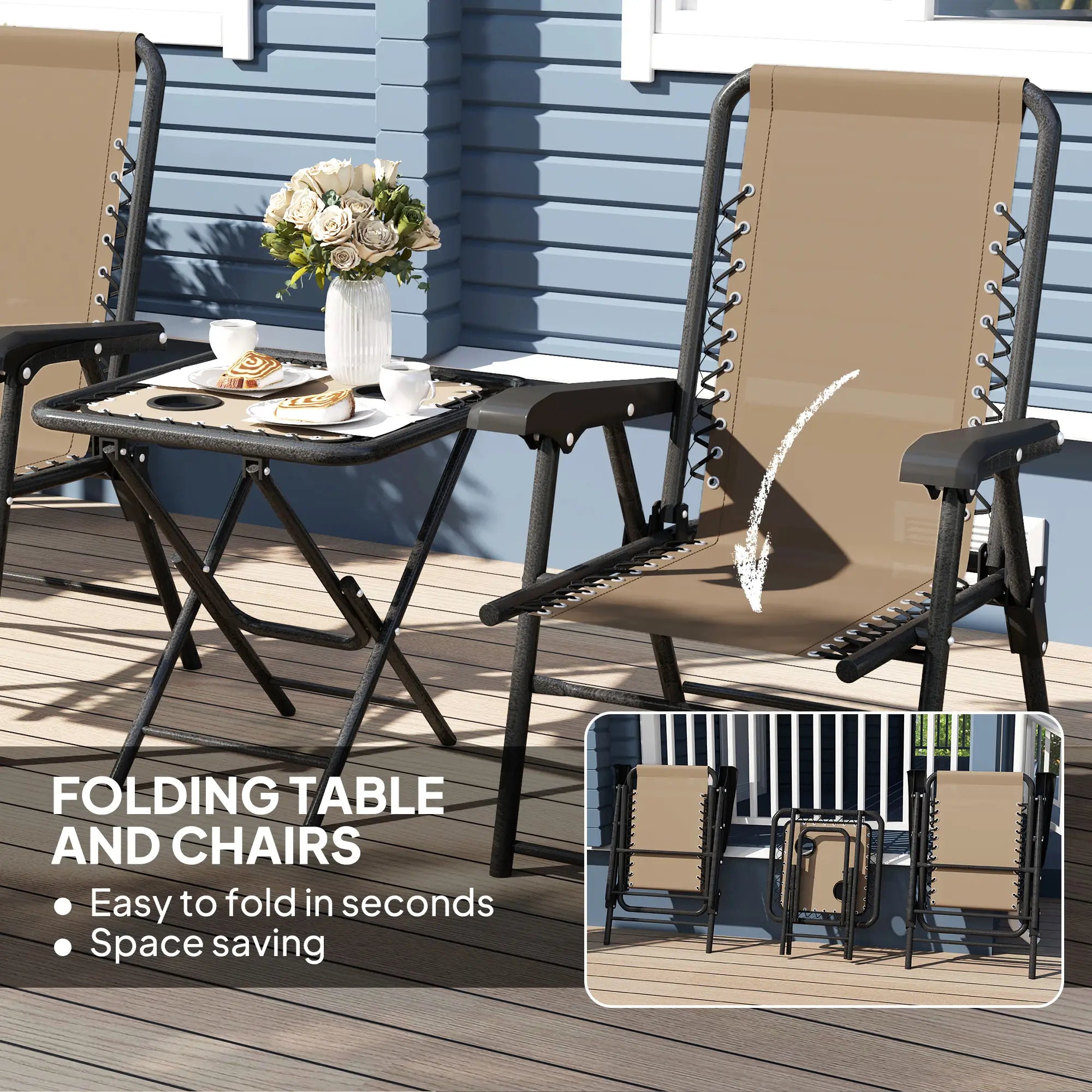 Three-Piece Garden Table and Chair Set - Khaki
