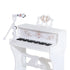 37 Keys Kids Piano Mini Electronic Keyboard Light Kids Musical Instrument Educational Game Children Grand Piano Toy Set w/Stool & Microphone & Music Stand (White)