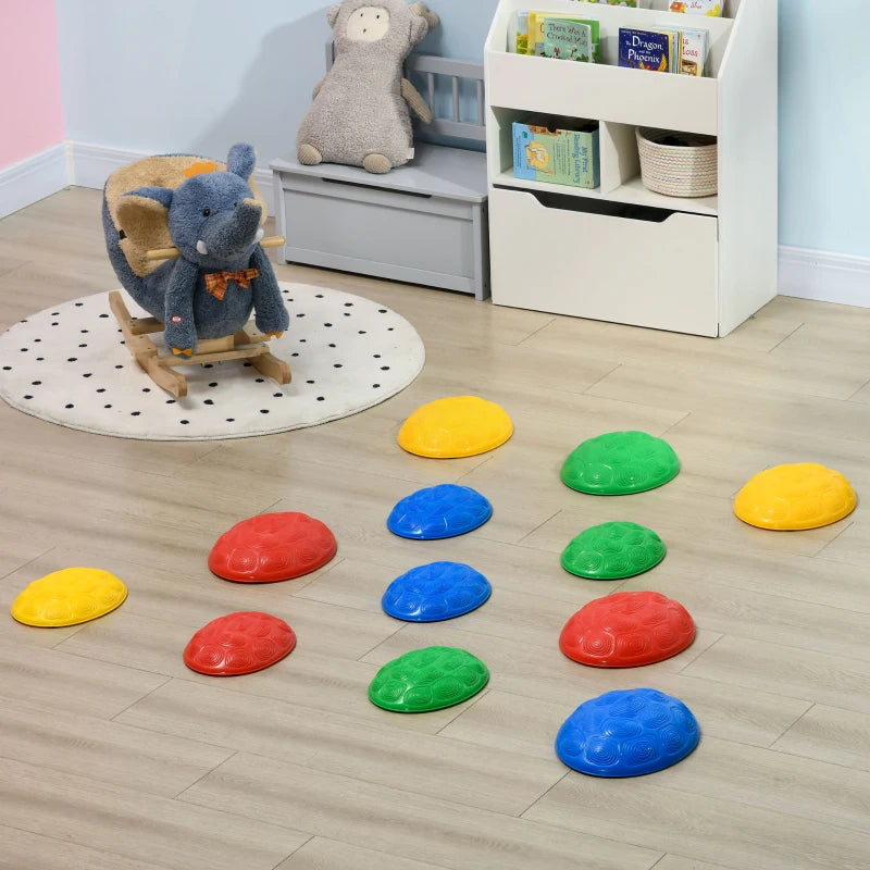 Eight-Piece Kids Stepping Stones, with Non-Slip Mats, Balance River Stones