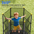 4.6FT/55" Kids Trampoline with Safety Enclosure, Outdoor Indoor Use, for Ages 3-10 Years, Black
