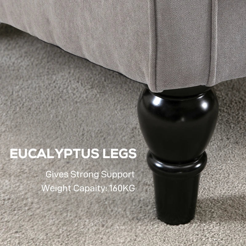 Retro Accent Chair, Wingback Armchair with Wood Frame Button Tufted Design for Living Room Bedroom, Grey