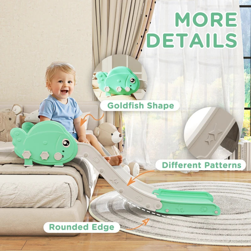 Kids Sofa Slide with 130cm Extended Length, HDPE Toddler Slide for Sofa, Bed, Stairs, Easy Assemble & Storage, Green