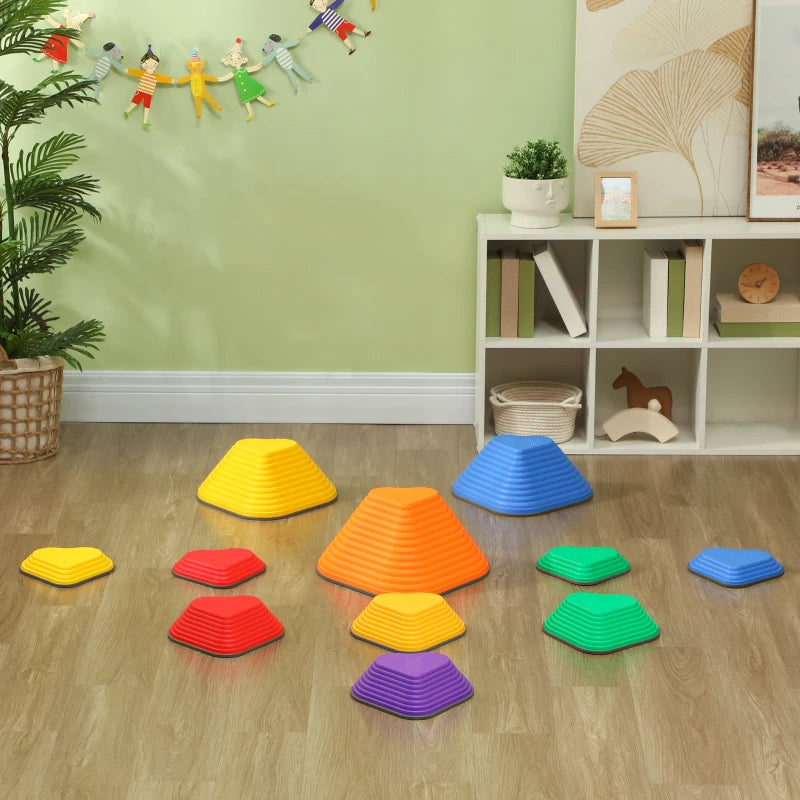 11-Piece Heart-Shaped Kids Balance Stepping Stones and Motor Skills, Multicoloured
