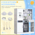 Pretend Play Toy Kitchen, Kids Kitchen Playset w/ Sounds, Lights, Running Water, Coffee Maker, Refrigerator
