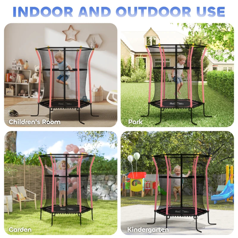 Kids Trampoline Mini Bouncer with Enclosure Safety Net For Ages 3-10 Years - Red
