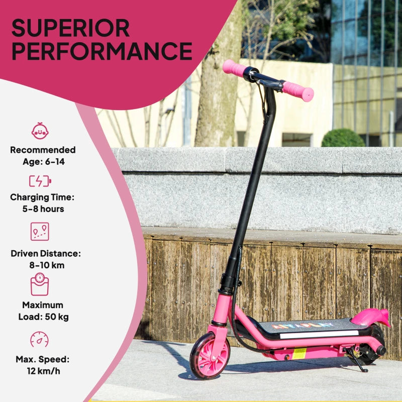 Electric Scooter for Kids Aged 6-14 Years, with Colourful Lights, Pink