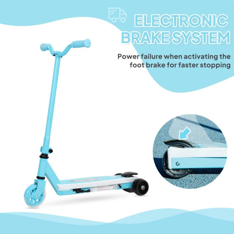 Electric Scooter for Kids Aged 4-7 Years, with Flashing LED Lights, Rear Auxiliary Wheels, Blue