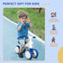 Balance Bike for Ages 18-36 Months, with Anti-Slip Handlebars, Four Wheels, No Pedal - Blue