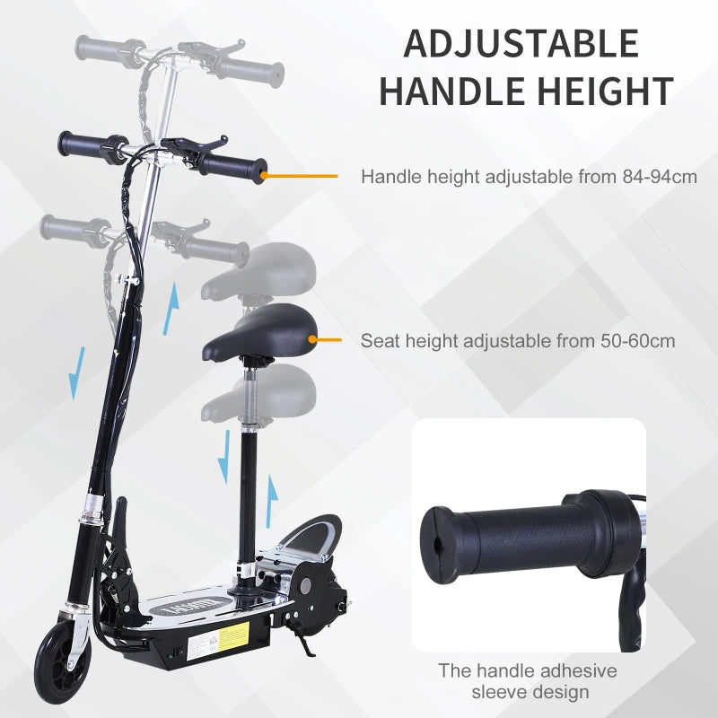 Foldable Powered Scooter with Adjustable Seat, Brake, Black