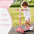 Kids 3 Wheel Scooter for 2-6 Years Old w/ Adjustable Height, LED Light, TPE Handlebar, Pink