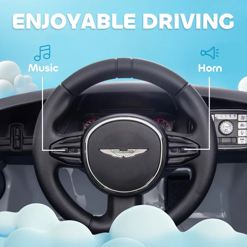 Aston Martin DBX Licensed Battery Powered Kids Electric Car, 12V Kids Ride on Car w/ Lights, Music Horn, Grey