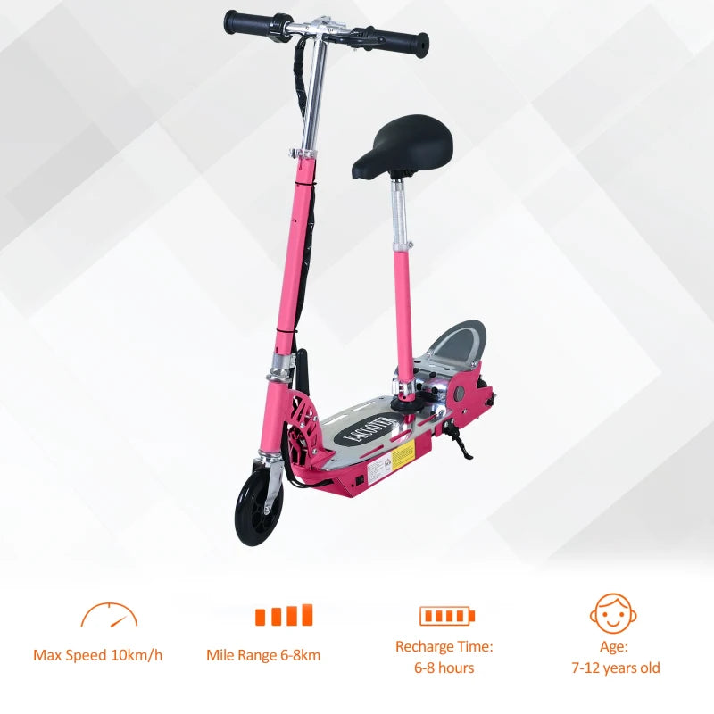 Foldable Powered Scooter with Adjustable Seat, Brake, Pink
