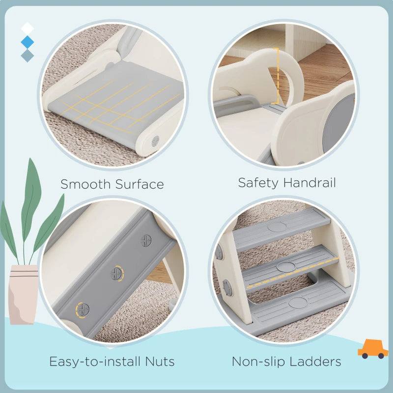 Foldable Kids Slide, Freestanding Baby Slide, for Ages 1.5-3 Years, Grey & Beige