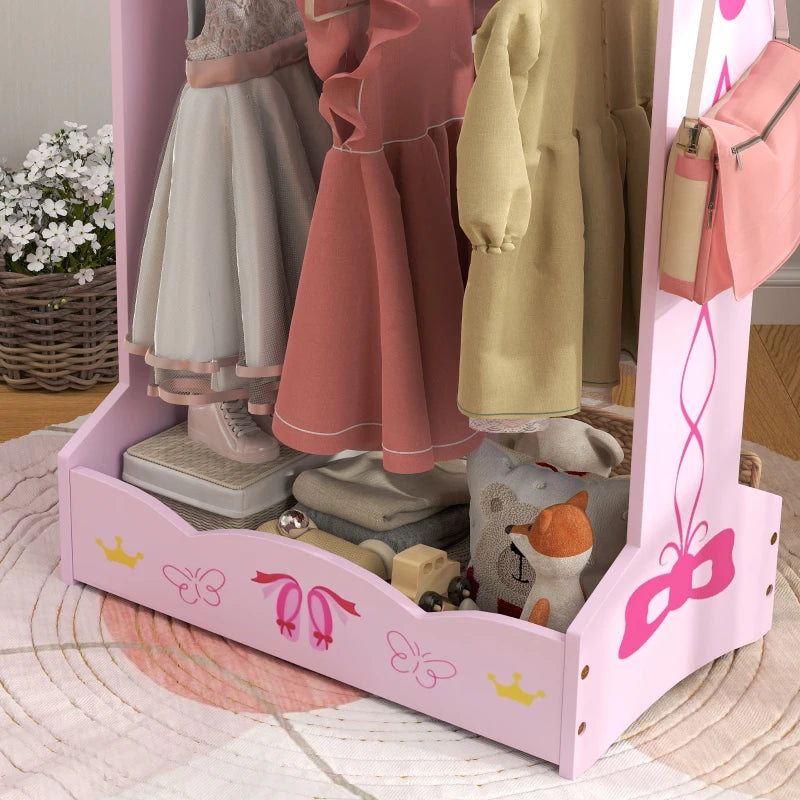 Kids Clothes Rail with Two Shelves, for 3-8 Years, Pink