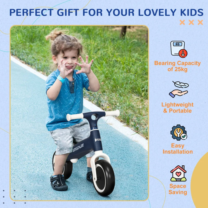Baby Balance Bike, with Adjustable Seat, for 1.5-3 Years - Blue