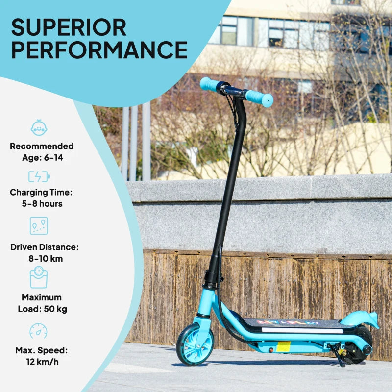 Electric Scooter for Kids Aged 6-14 Years, with Colourful Lights, Blue