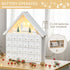 24-Drawer Christmas Advent Calendar, Wooden Light-Up Traditional Decoration, Adults Kids Countdown Holiday House w/ Lights Handle White