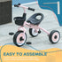 Kids Trike, Tricycle, with Adjustable Seat, Basket, Bell, for Ages 2-5 Years - Pink