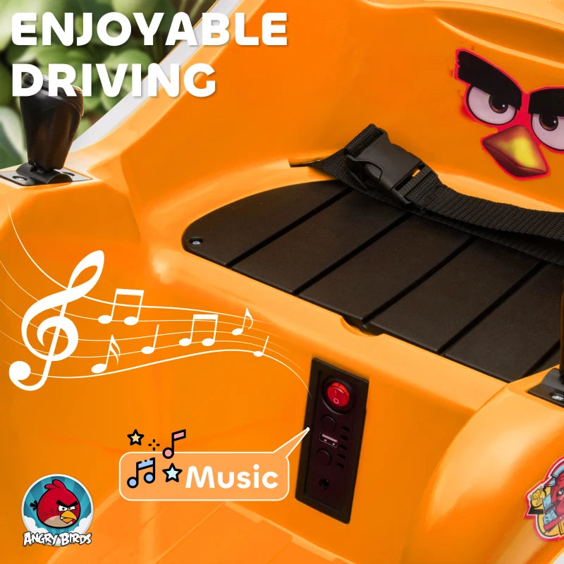 Angry Bird Licensed Waltzer Car, 12V Kids Bumper Car w/ Joysticks, Remote, Music LED Lights, Orange