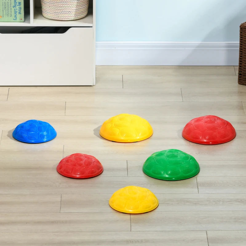 Six-Piece Kids Stepping Stones, with Non-Slip Mats, Balance River Stones