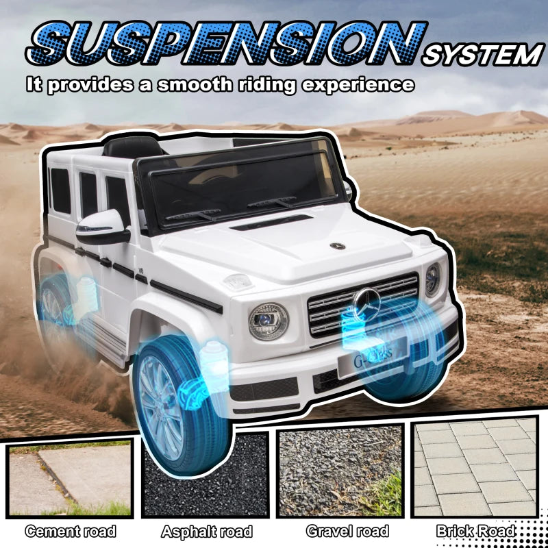 Mercedes Benz G500 Licensed 12V Kids Electric Ride On Car Toy with Parental Remote Control Battery-powered 2 Motors Music Lights MP3 for 3-8 Years Old White