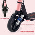 Folding Electric Scooter for Kids, with Dual Brakes, Front Suspension, LED Colourful Lights, Pink