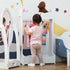Kids Clothes Rail Wooden Hanging Rack with Storage Shelves Children Garment Freestanding Wardrobe for 3-8 Years Toddler, White