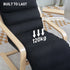 Curved Wooden Accent Chair, with Adjustable Footrest - Black