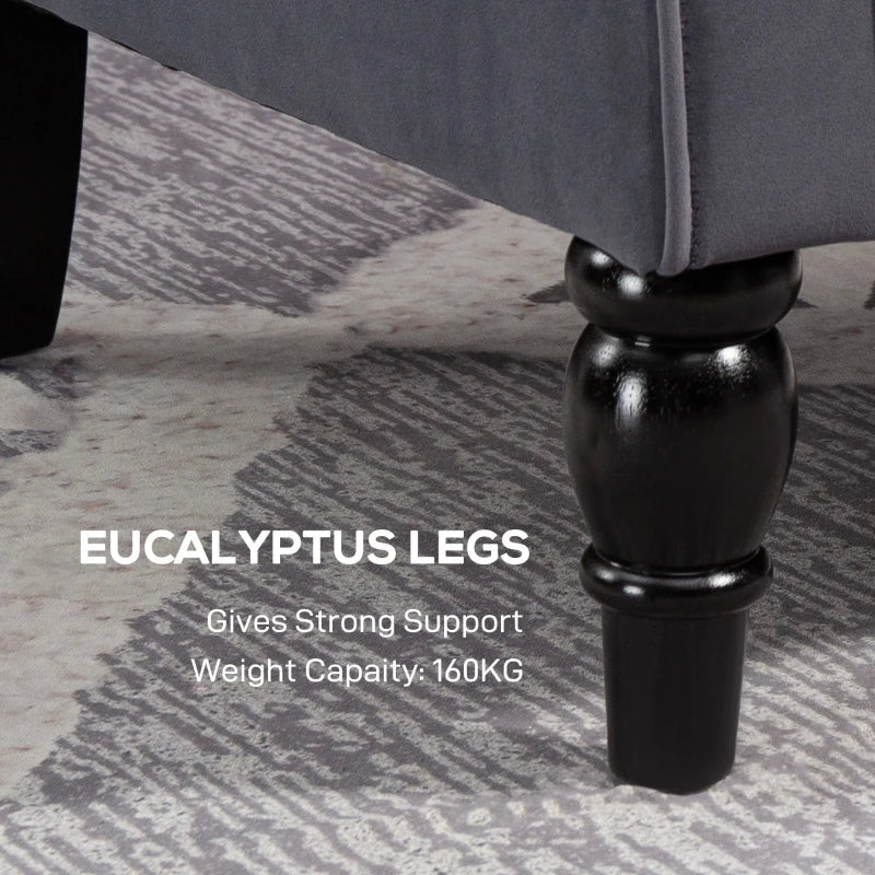 Wingback Accent Chair, Retro Upholstered Button Tufted Occasional Chair for Living Room and Bedroom, Charcoal Grey