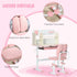 Kids Desk and Chair Set, with Storage Shelves, Washable Cover, for Ages 3-12 Years - Pink