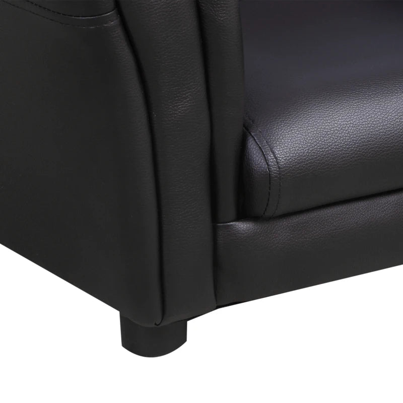 Toddler Chair Single Seater Kids Sofa Set, 54 x 42 x 41cm, Kids Sofa with Stool, Black