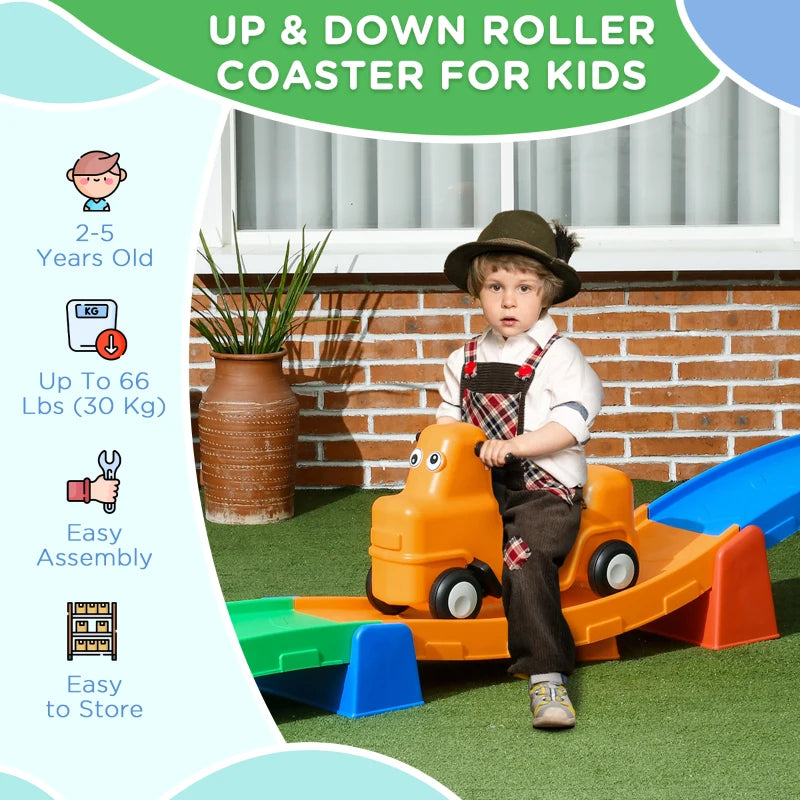 3(m) Four-Piece Ride on Kids Roller Coaster w/ Non-Slip Steps, for Ages 2-5 Years - Multicoloured