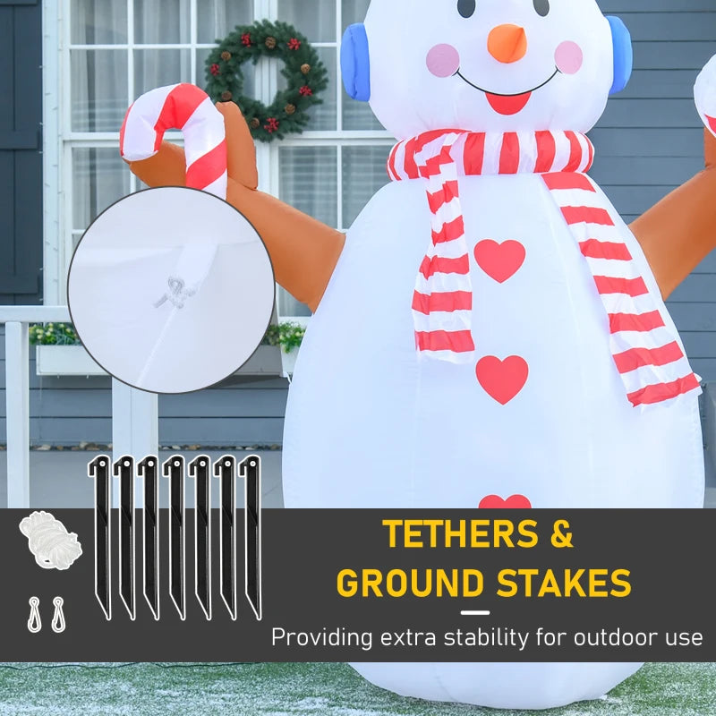 8ft Christmas Inflatable Snowman with Candy, Rotating Lighted for Home Indoor Outdoor Garden Lawn Decoration Party Prop