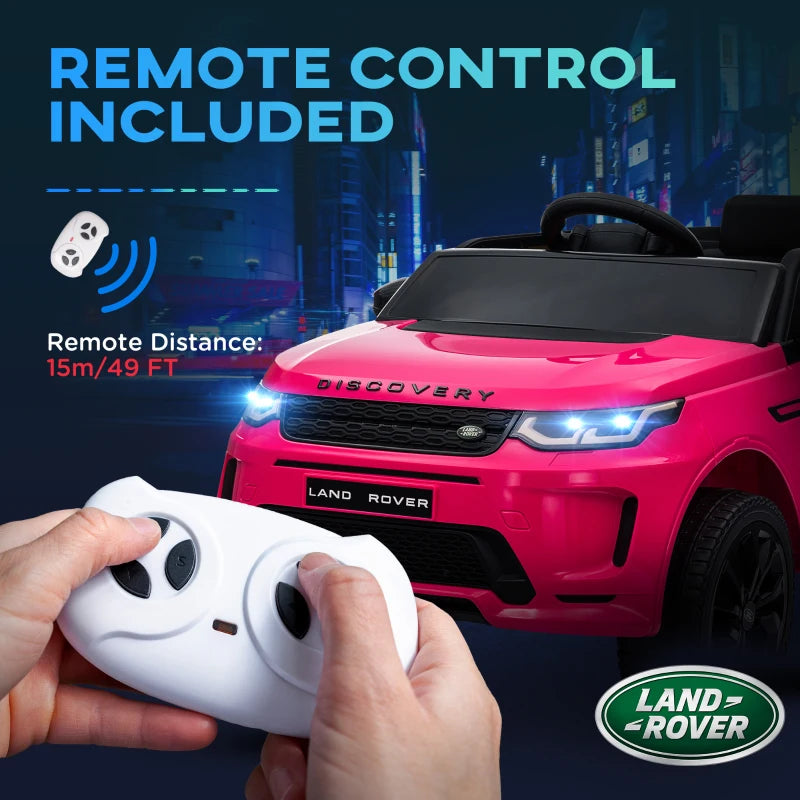 Licensed Land Rover Discovery Sport, 12V Kids Ride on Car w/ Remote Control, Lights, Music, Horn, for 3-6 Years, Pink