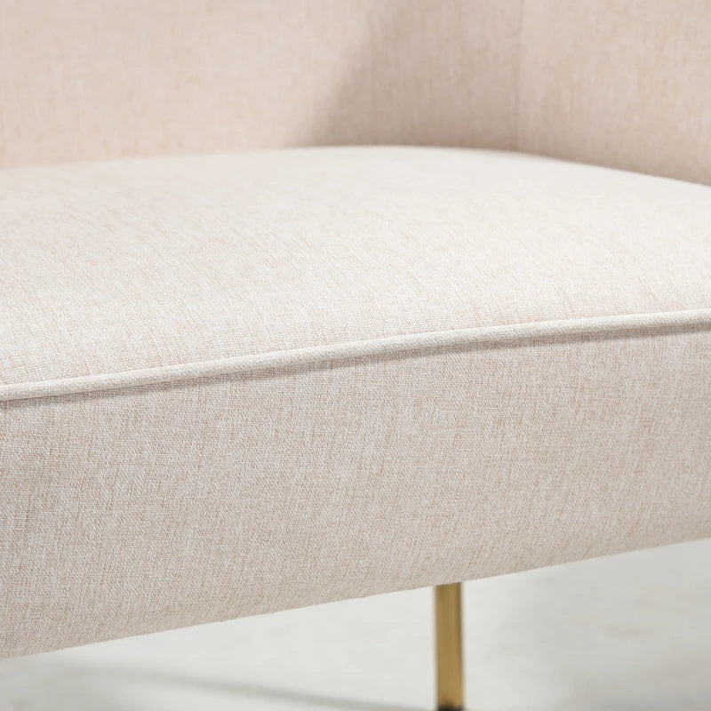 Fabric Accent Chair, Modern Armchair with Metal Legs for Living Room, Bedroom, Home Office, Cream