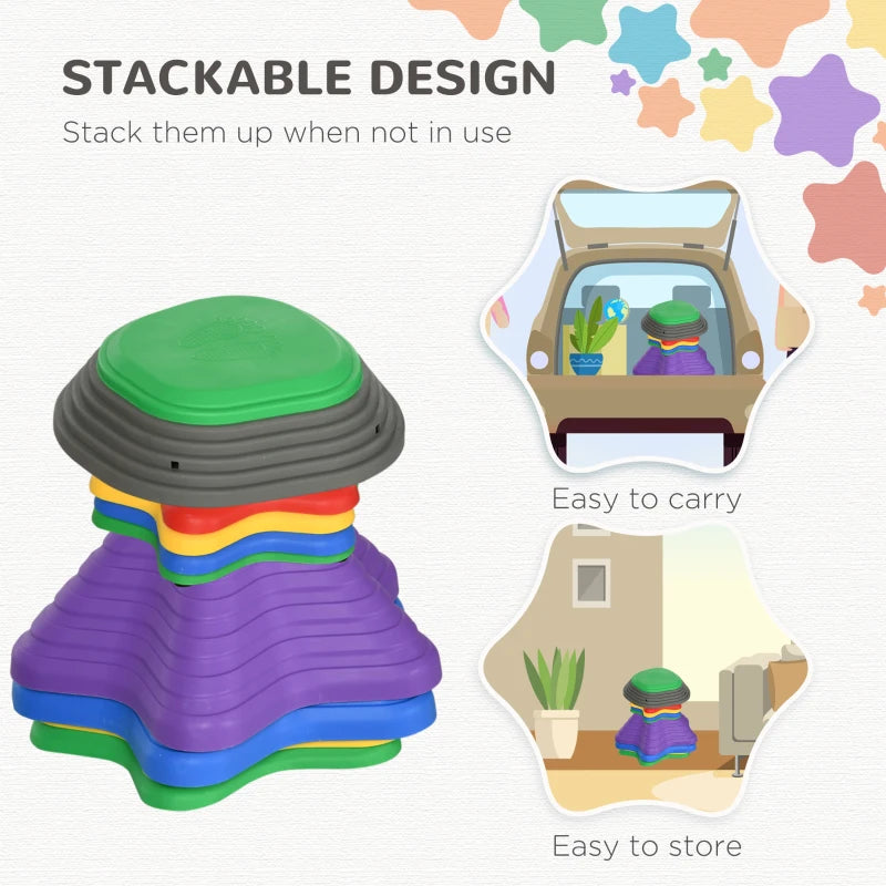 Kids Stepping Stones, 11 Pieces Balance River Stones for Obstacle Course, Stackable Non-Slip Starfish Shape, Sensory Play for Indoors, Outdoors